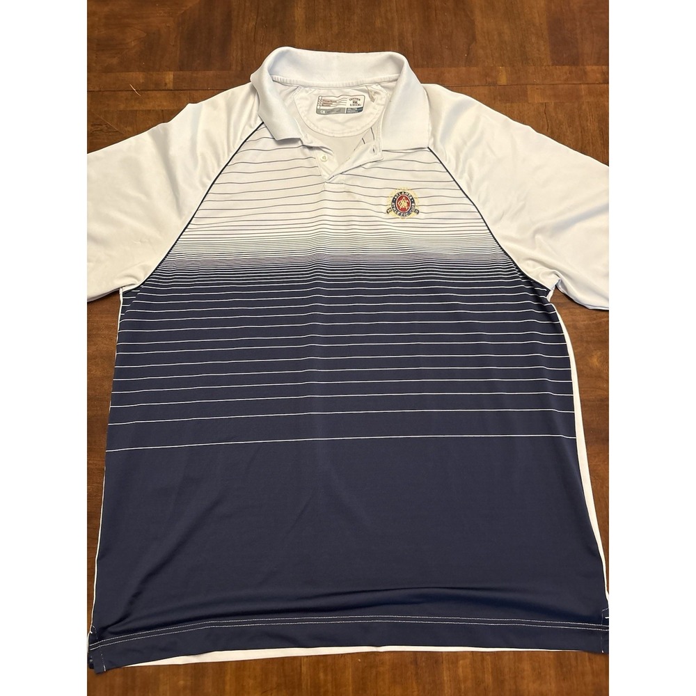 Cutter & Buck Polo Men XXL Tall Navy White Striped DryTec Atlanta Athletic Club